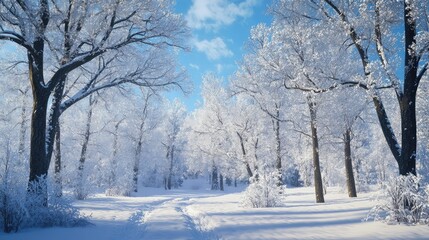 Obraz premium frost snowy trees