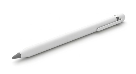 Sleek white stylus pen with clip on a clean white background