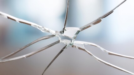 A close-up of a cracked glass surface showing intricate fracture patterns.