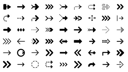 Naklejka premium Assorted Arrow Designs A Comprehensive Collection of Directional Icons for User Interface and Graphic Design Projects Showcasing Versatility and Style