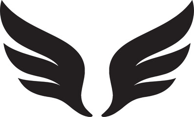 Obraz premium Stylized Wings Illustration Symmetrical Design in Black and White Art Featuring Feathered Wings Symbolic of Flight and Freedom