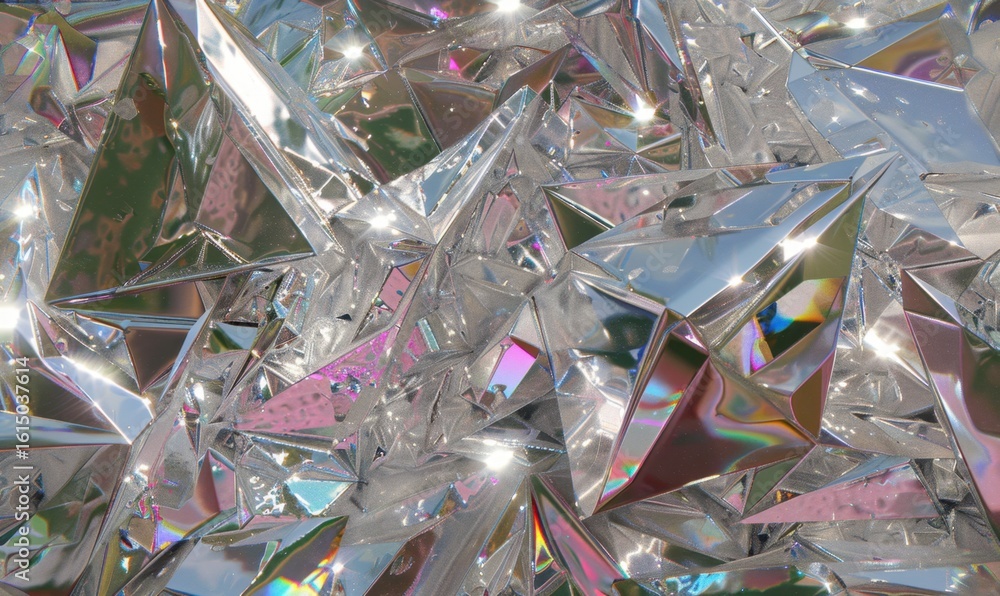 Poster abstract crystalline shards of light and reflection for science and design