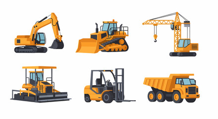 Fototapeta premium A collection of various yellow construction vehicles, each designed for different tasks.