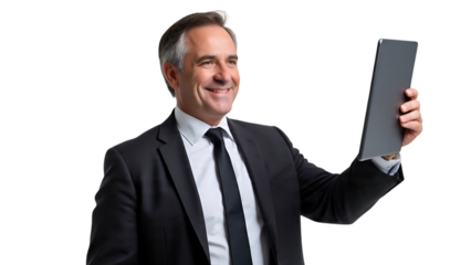 Smiling Senior Entrepreneur with Arms Folded Isolated on White