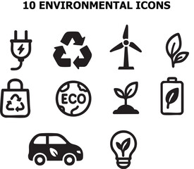 Eco-friendly icons in green flat style