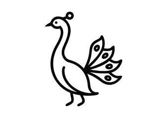 Obraz premium Elegant peacock line art Vector Illustration