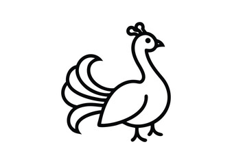 Elegant peacock line art Vector Illustration