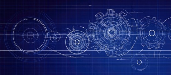 Obraz premium Blueprint of interconnected gears