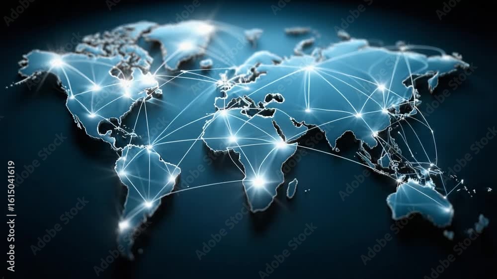 Poster global network: a stunning illustration showcases the intricate connections of a worldwide network, 