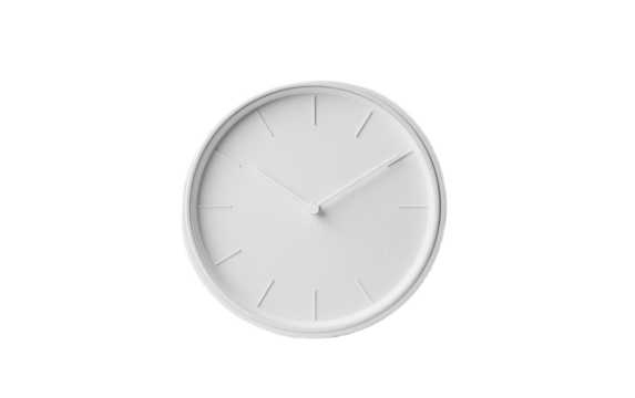White clock on white background,png
