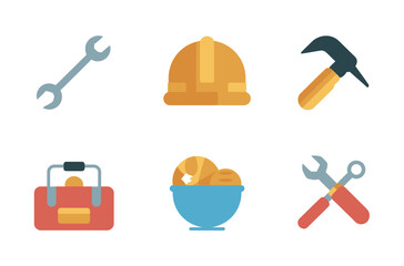Flat Icons of Various Construction and Repair Tools