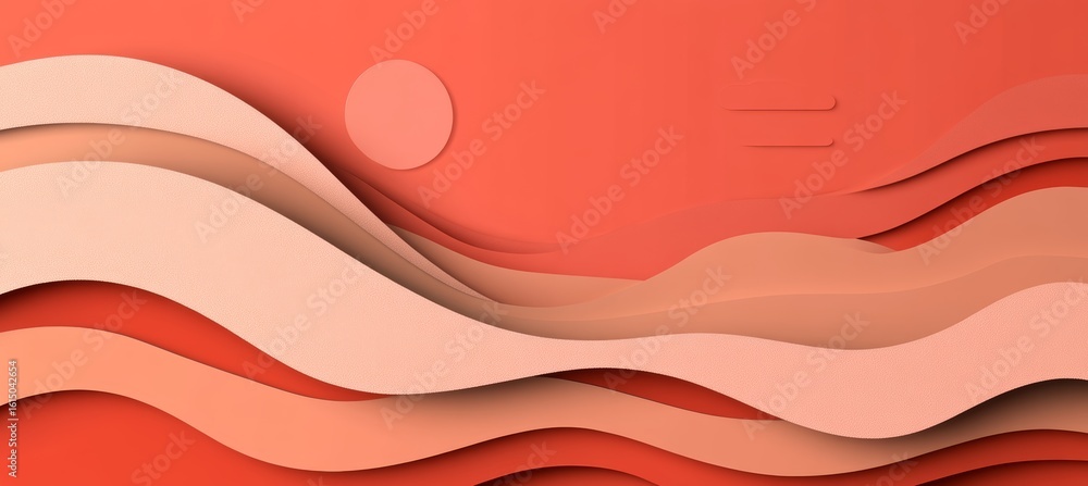 Poster elegant coral abstract wave pattern background featuring a stylish circular element in pastel colors