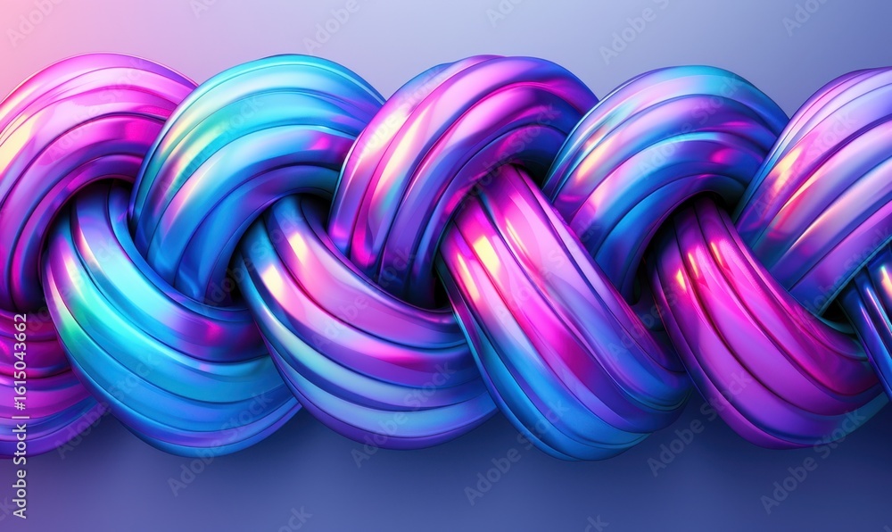 Poster abstract intertwined shape with vibrant colors and glossy texture design