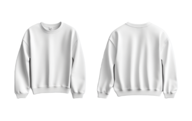 White t sirt front and back view on white background,png