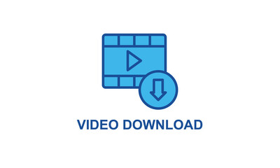 Video Download Vector Icon Isolated On White Background