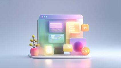 Colorful 3D computer icon, web design elements