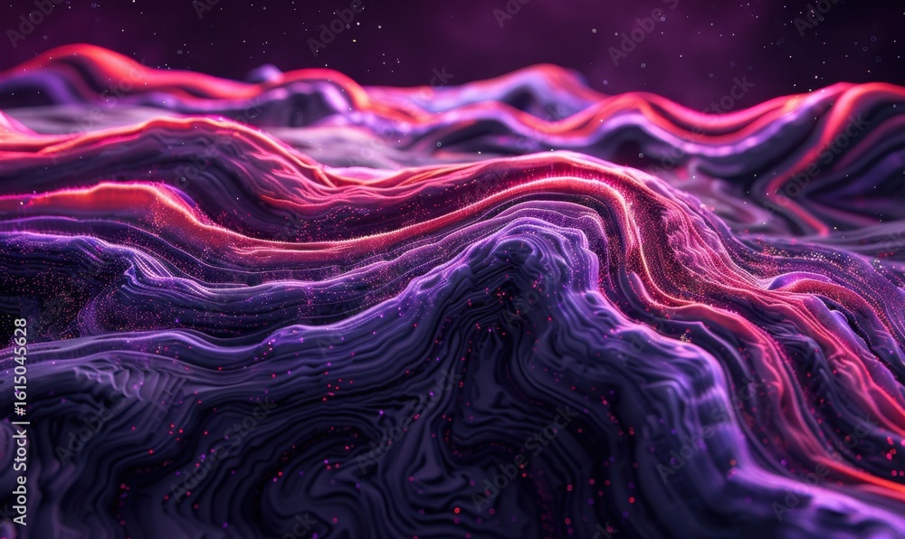 Poster abstract landscape with flowing layered textures and gradient color