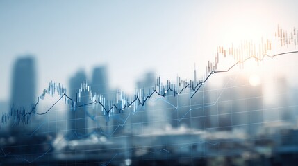Urban Finance Trend: A dynamic cityscape blends with a digital financial trend graph, symbolizing the growth and evolution of market trends and economic progress.