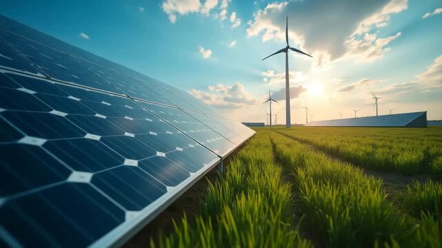 solar panels and wind turbines