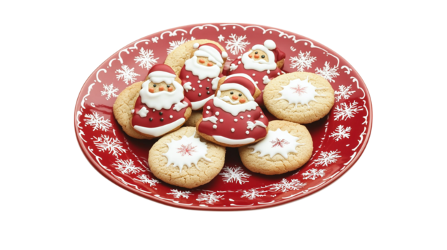 • A plate of cookies with milk for Santa, isolated on white background in HD