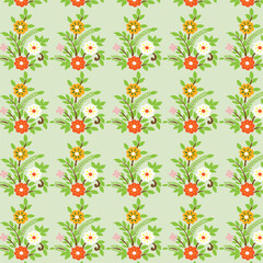 Floral pattern of small flowers and leaves for fabric	

