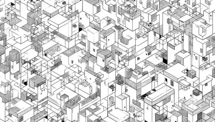 Abstract isometric city sketch