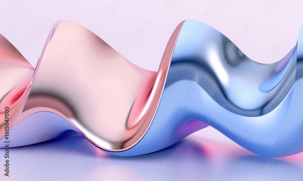 Poster abstract metallic helix with wavy curves against gradient background