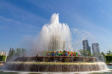 Stone Flower Fountain at VDNKh in Moscow, Russia.