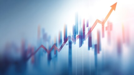 Financial Growth Visualization: An upward trending arrow symbolizes growth amidst a backdrop of blurred financial charts. The image encapsulates the essence of financial progress. 