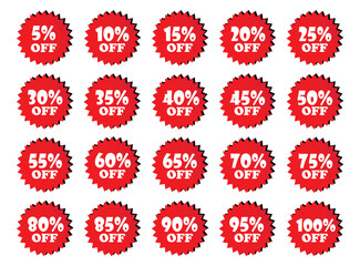 5% To 100% Discount Off Star Vector Design