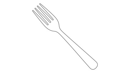 Fork Line Drawing: Cutlery, Dining Utensil, and Kitchenware Illustration in Simple Style