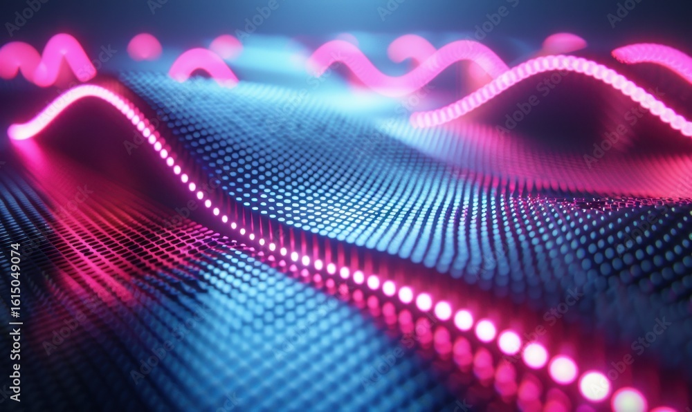 Poster abstract neon wave background futuristic technology data flow visualization