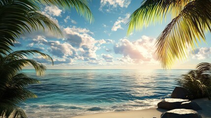 s ocean and palm tree