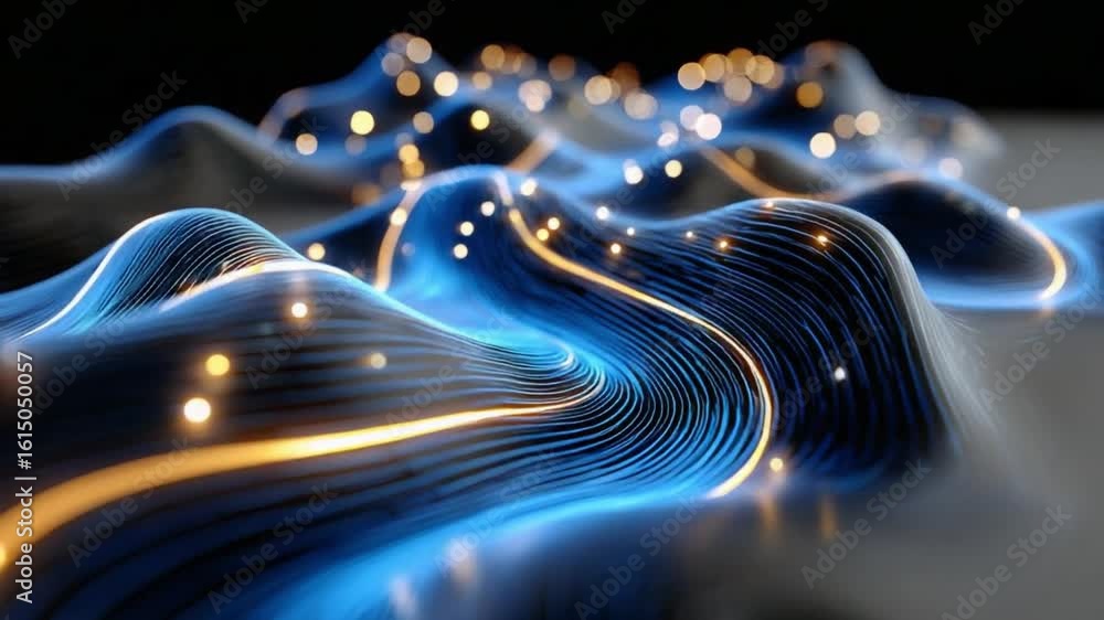 Poster abstract lines: mesmerizing digital rendering showcasing flowing lines, a symphony of light and form