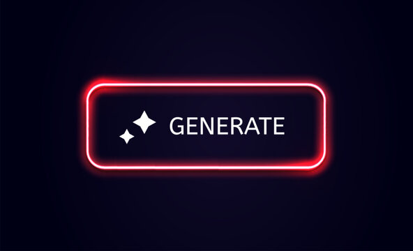 Neon Glow Generate Buttons Set for Modern UI Design, Web Applications, and Game Interfaces Vector Illustration