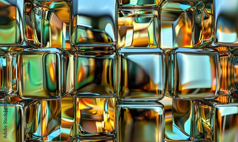 Poster abstract stack of translucent cubes with intricate light reflections