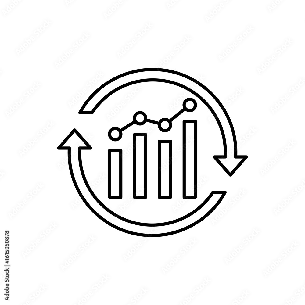Poster an icon showing a stock certificate with an ascending bar chart, symbolizing an initial public offer