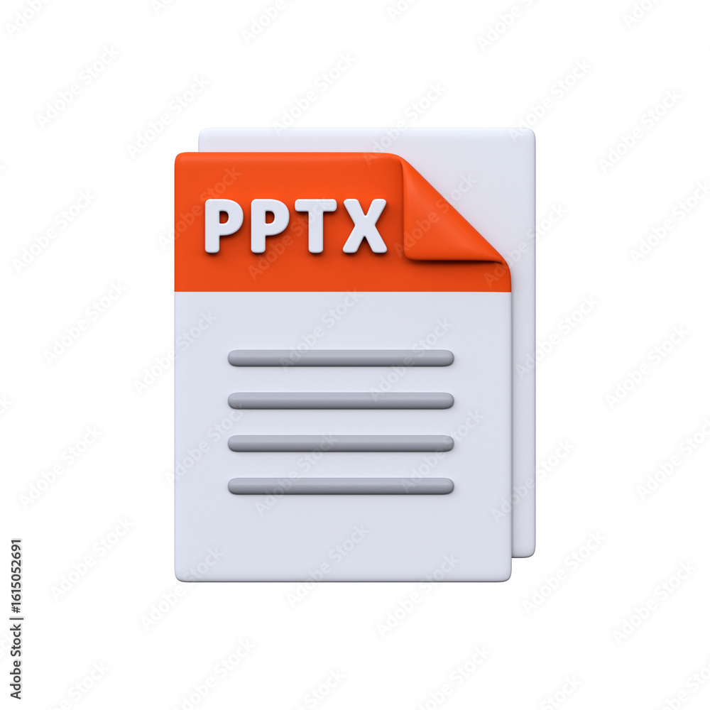 Aufkleber pptx file, format, 3d icon. presentation document for slideshows, visual reports, and structured con