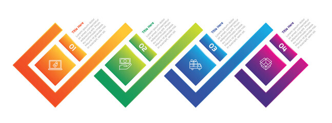 4 Steps Gradient Square Infographic Element. Modern and clean design for presentations, reports, and web