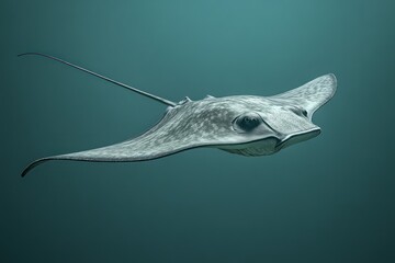 Fototapeta premium Smooth stingray gliding isolated background