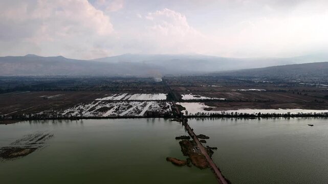 shot of tenochtitlan ancient lagoons