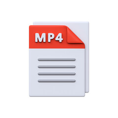 MP4 file, format, 3D icon. Video format for movies, media content, and digital playback...