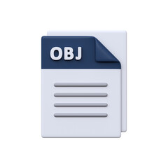 OBJ file, format, 3D icon. 3D model format for geometry, mesh data, and digital object rendering...