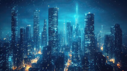 Fototapeta premium skyline beaming cityscape