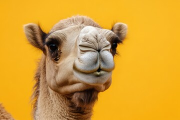 Obraz premium Grumpy camel with long lashes isolated