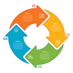4 Steps Flat Circle Arrow Infographic Element. Modern and clean design for presentations, reports, and web