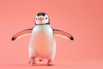 Fototapeta premium Smiling penguin waddling with wings out