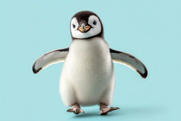 Fototapeta premium Smiling penguin waddling with wings out