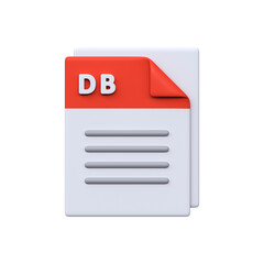 DB file, format, 3D icon. Database file for storing structured information, records, and application data...