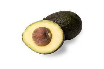 Avocado cut in half isolated no background cutout